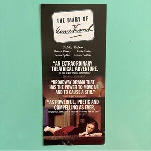 Two Sided Flyer Natalie Portman In The Diary of Anne Frank 1997 Broadway Revival